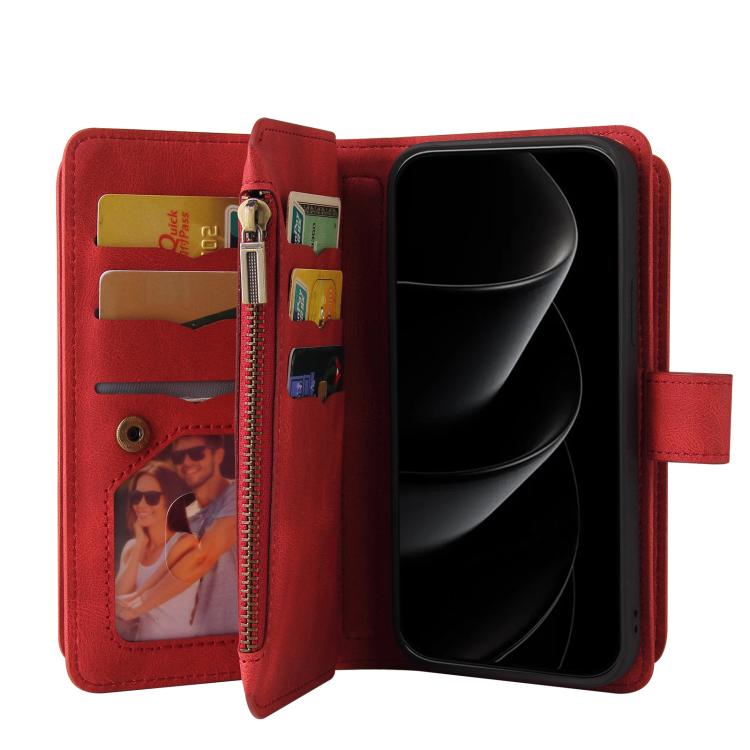 Skin Feel Multi Card Slots Zipper Wallet Leather Phone Case