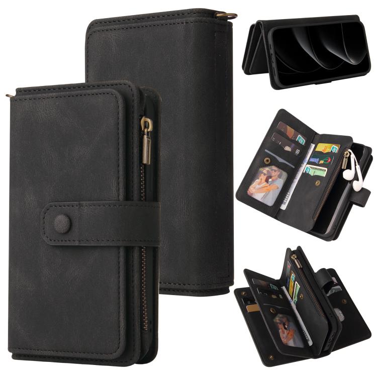 Skin Feel Multi Card Slots Zipper Wallet Leather Phone Case
