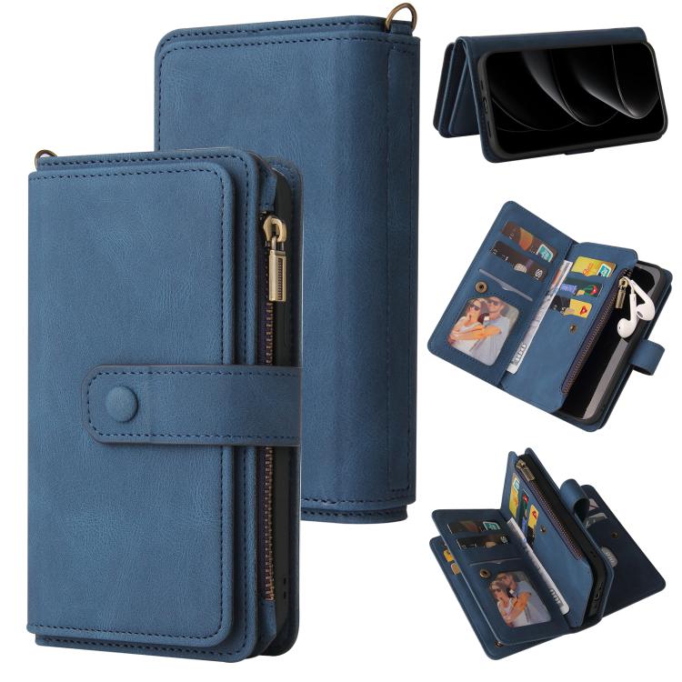 Skin Feel Multi Card Slots Zipper Wallet Leather Phone Case