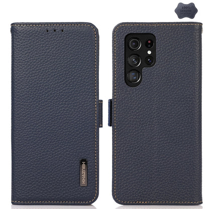 KHAZNEH Side-Magnetic Litchi Genuine Leather RFID Phone Case