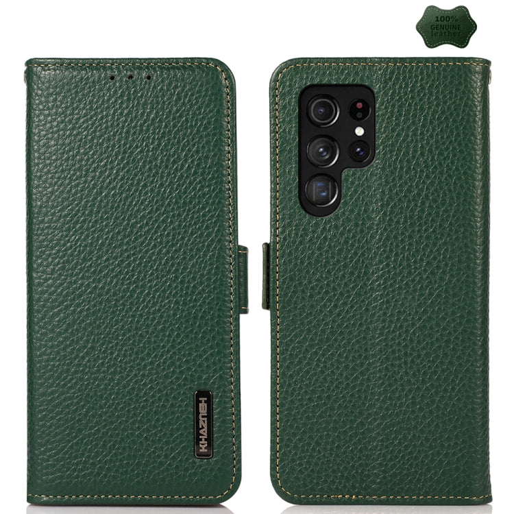 KHAZNEH Side-Magnetic Litchi Genuine Leather RFID Phone Case