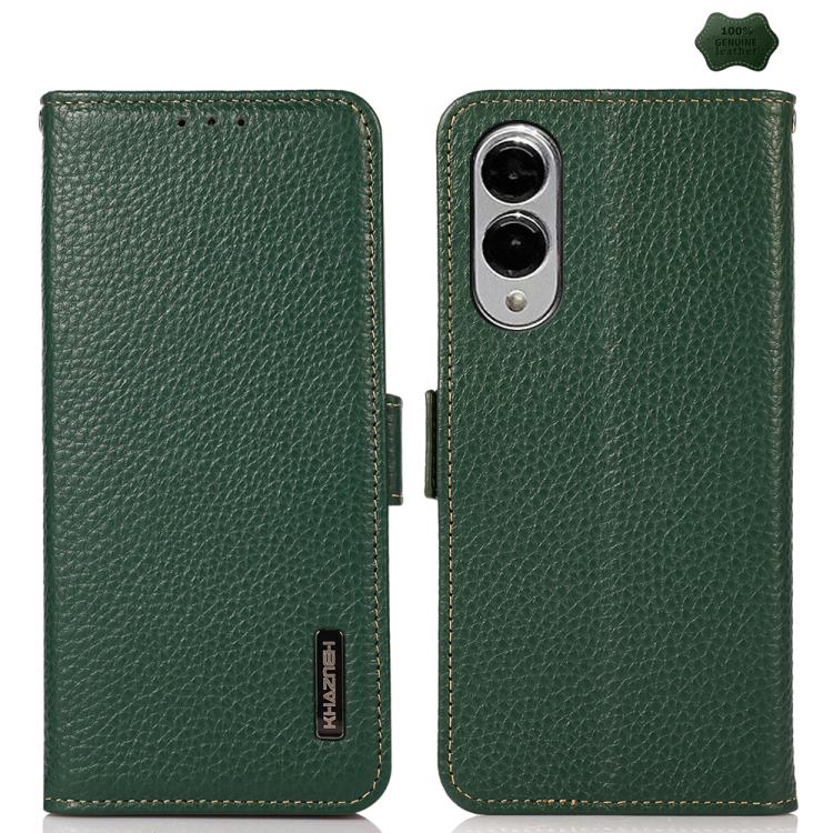 KHAZNEH Side-Magnetic Litchi Genuine Leather RFID Phone Case