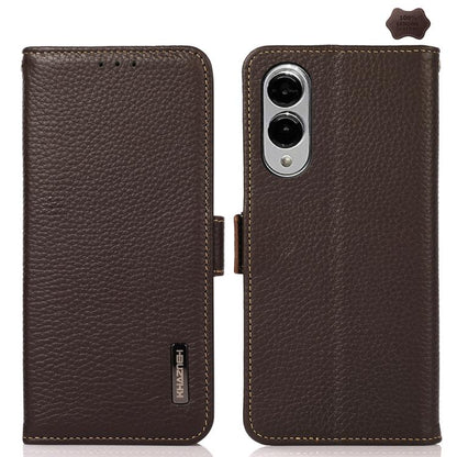 KHAZNEH Side-Magnetic Litchi Genuine Leather RFID Phone Case