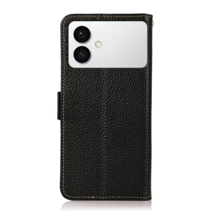 KHAZNEH Side-Magnetic Litchi Genuine Leather RFID Phone Case