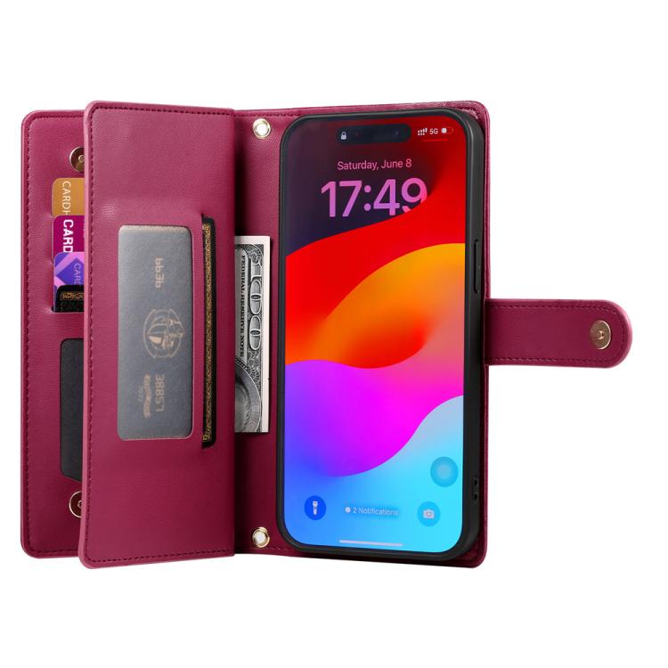 Nine Card-slot Zipper Wallet Bag Leather Phone Case