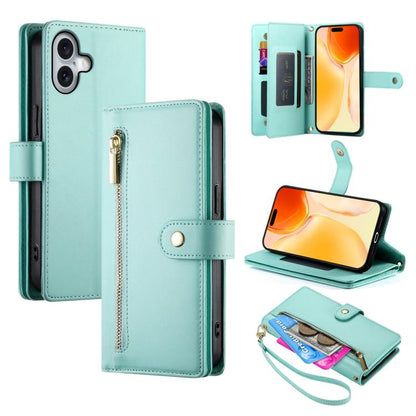 Nine Card-slot Zipper Wallet Bag Leather Phone Case