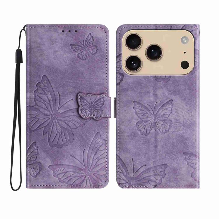 Skin-feel Embossed Butterfly Leather Phone Case