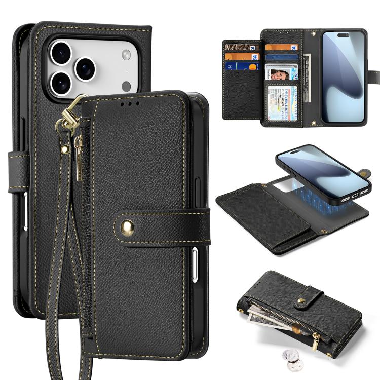 DUX DUCIS Lawa Series 2 in 1 Wallet Zipper Detachable MagSafe Phone Case with Lanyard