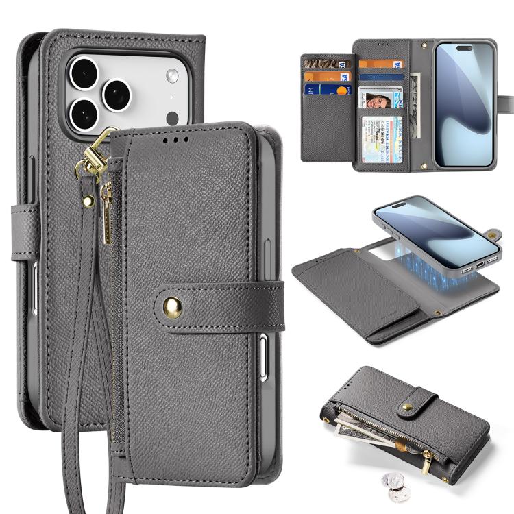 DUX DUCIS Lawa Series 2 in 1 Wallet Zipper Detachable MagSafe Phone Case with Lanyard