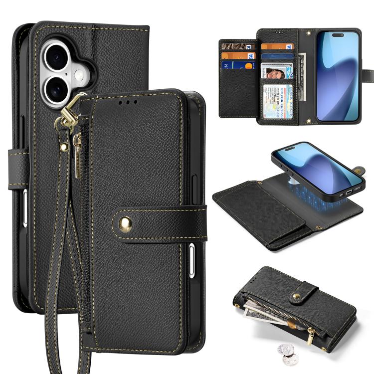 DUX DUCIS Lawa Series 2 in 1 Wallet Zipper Detachable MagSafe Phone Case with Lanyard