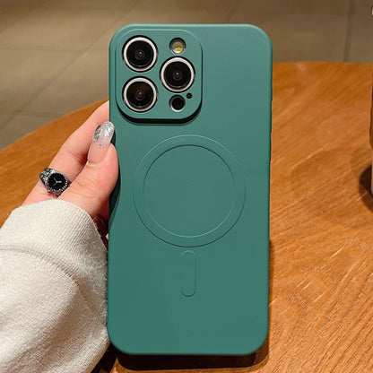 Solid Color Liquid Silicone MagSafe Magnetic Phone Case