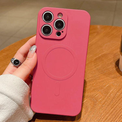 Solid Color Liquid Silicone MagSafe Magnetic Phone Case