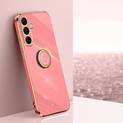 XINLI Straight Edge 6D Electroplate TPU Phone Case with Ring Holder