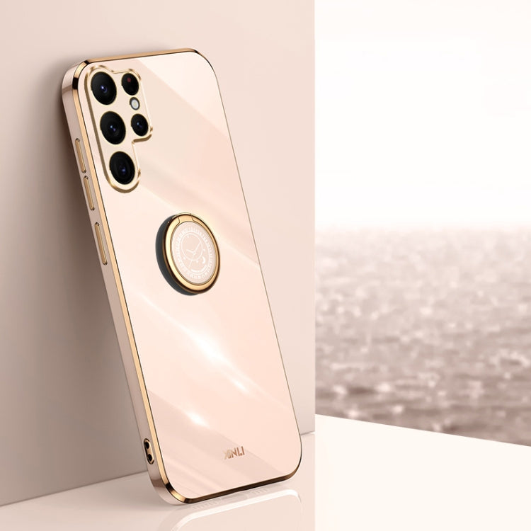 XINLI Straight Edge 6D Electroplate TPU Phone Case with Ring Holder