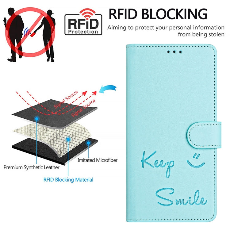 Smile Embossing RFID Leather Phone Case