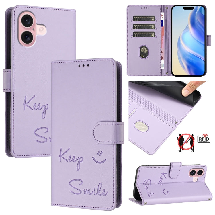 Smile Embossing RFID Leather Phone Case