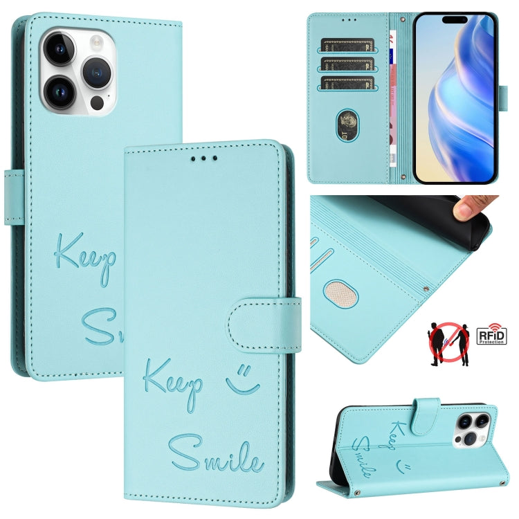Smile Embossing RFID Leather Phone Case