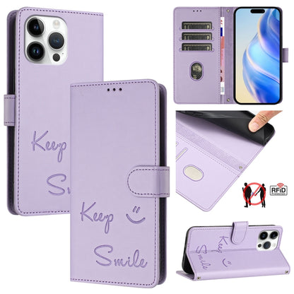 Smile Embossing RFID Leather Phone Case