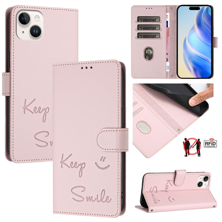 Smile Embossing RFID Leather Phone Case