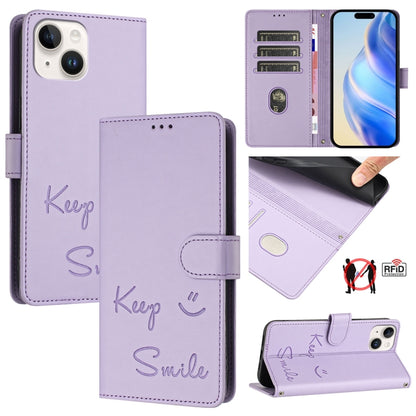 Smile Embossing RFID Leather Phone Case