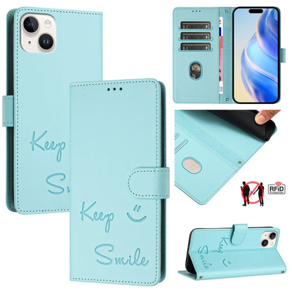 Smile Embossing RFID Leather Phone Case