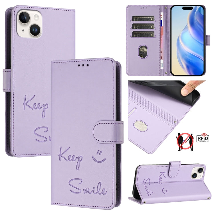 Smile Embossing RFID Leather Phone Case