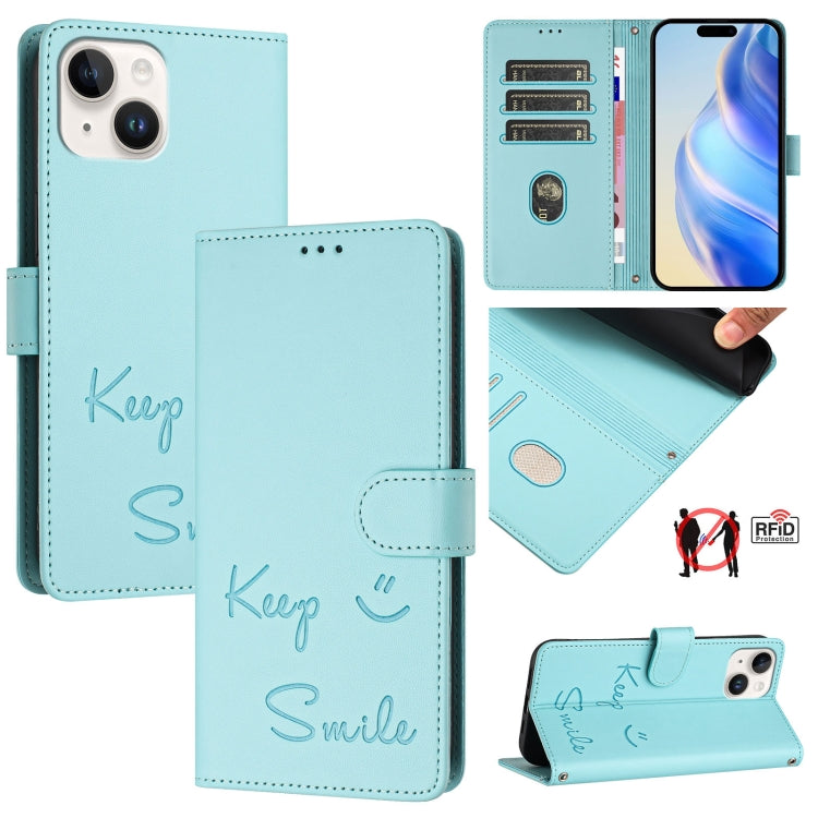 Smile Embossing RFID Leather Phone Case