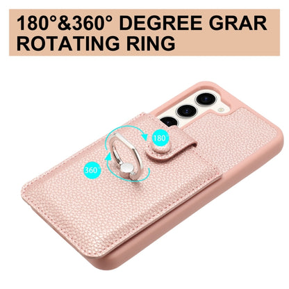 Litchi Texture Drawing Card Bag Ring Holder Phone Case