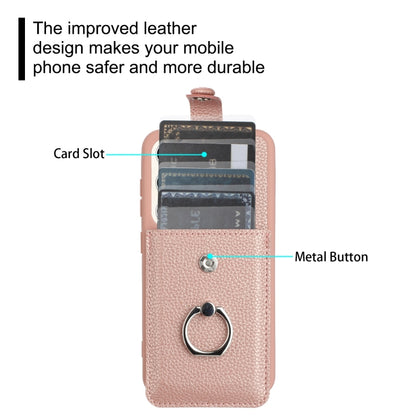 Litchi Texture Drawing Card Bag Ring Holder Phone Case