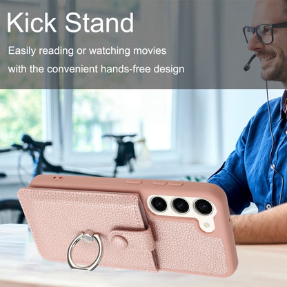 Litchi Texture Drawing Card Bag Ring Holder Phone Case