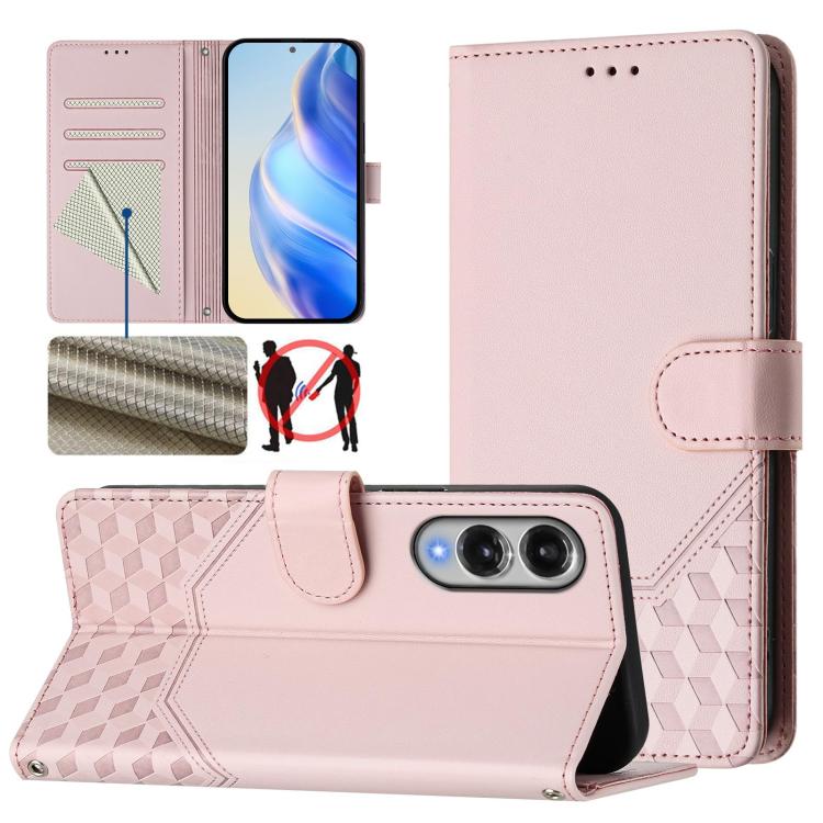 Honeycomb Embossing RFID Leather Phone Case