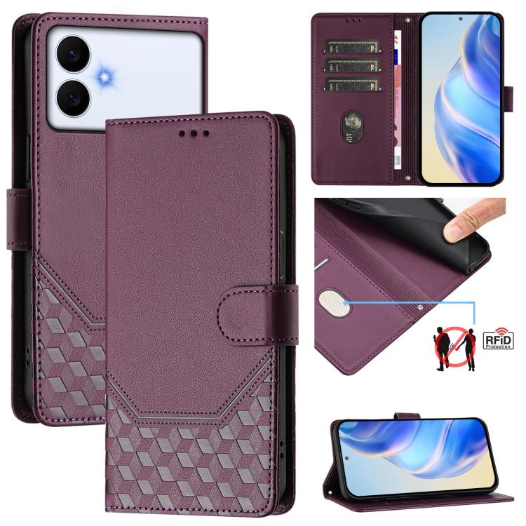 Honeycomb Embossing RFID Leather Phone Case