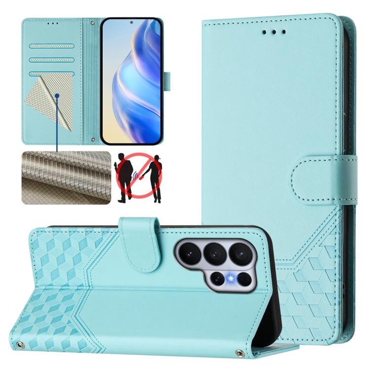 Honeycomb Embossing RFID Leather Phone Case