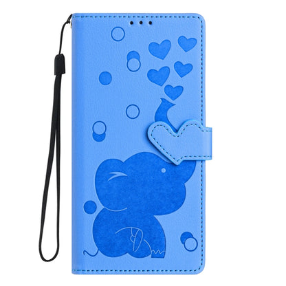 Cartoon Elephant Embossed Leather Phone Case