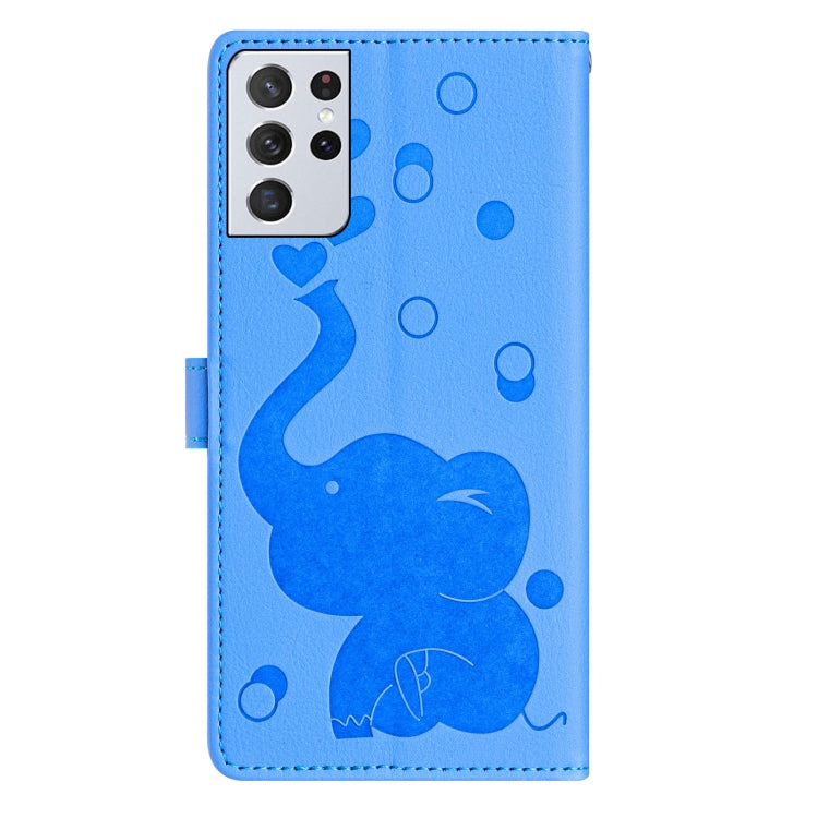 Cartoon Elephant Embossed Leather Phone Case