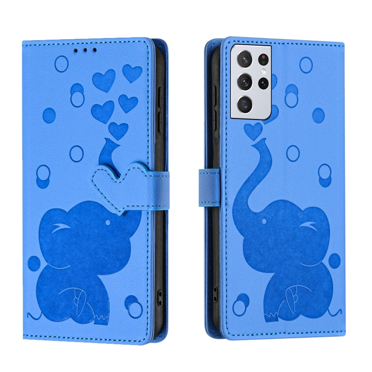 Cartoon Elephant Embossed Leather Phone Case