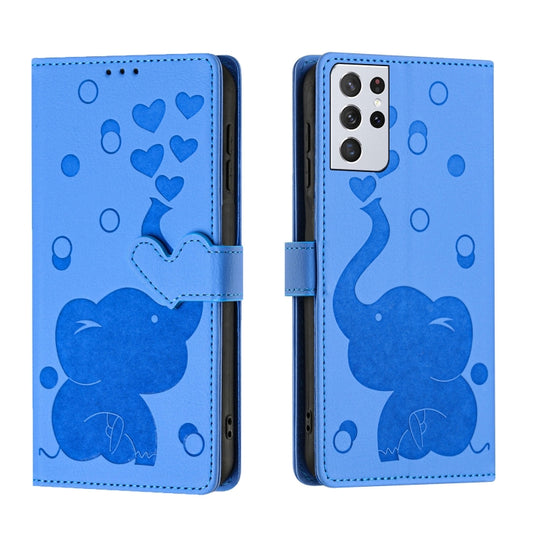 Cartoon Elephant Embossed Leather Phone Case
