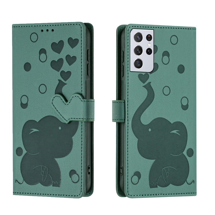Cartoon Elephant Embossed Leather Phone Case