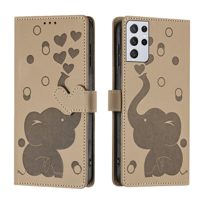Cartoon Elephant Embossed Leather Phone Case