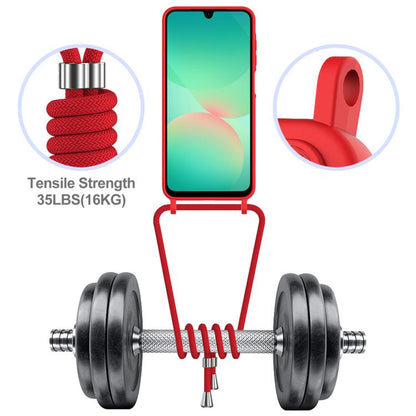 Integrated Card Bag Solid Color Liquid Silicone Phone Case with Lanyard