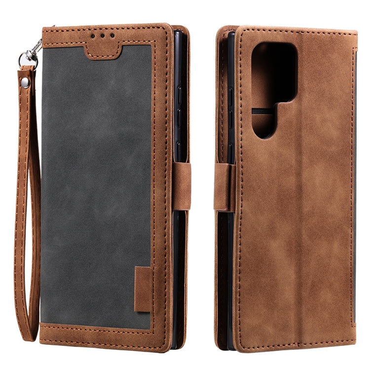 Retro Splicing Horizontal Flip Leather Phone Case