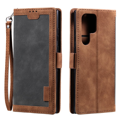 Retro Splicing Horizontal Flip Leather Phone Case