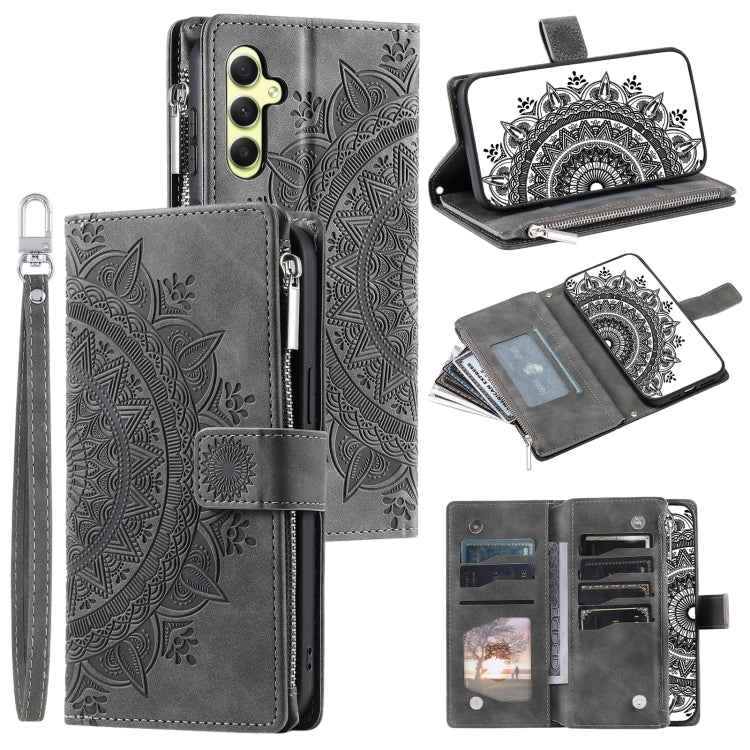 Multi-Card Totem Zipper Leather Phone Case