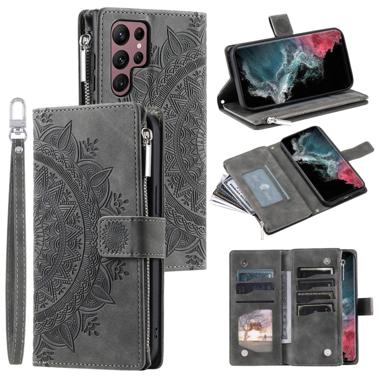 Multi-Card Totem Zipper Leather Phone Case