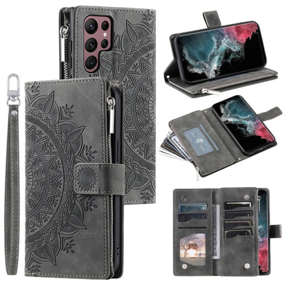 Multi-Card Totem Zipper Leather Phone Case
