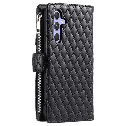 Glitter Lattice Zipper Wallet Leather Phone Case