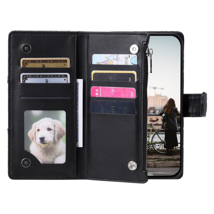 Glitter Lattice Zipper Wallet Leather Phone Case