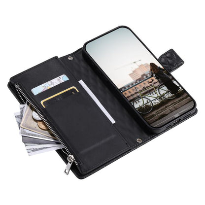 Glitter Lattice Zipper Wallet Leather Phone Case