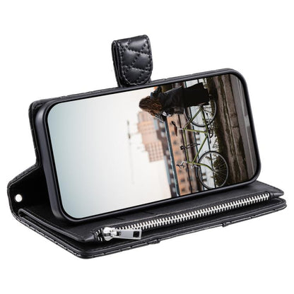 Glitter Lattice Zipper Wallet Leather Phone Case