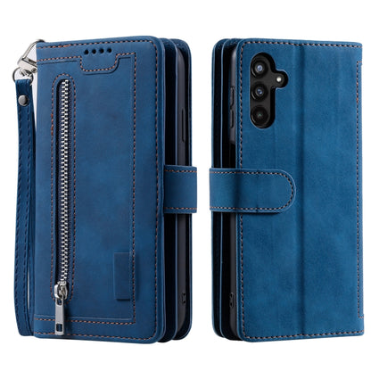 Nine Card Zipper Bag Leather Phone Case with Lanyard